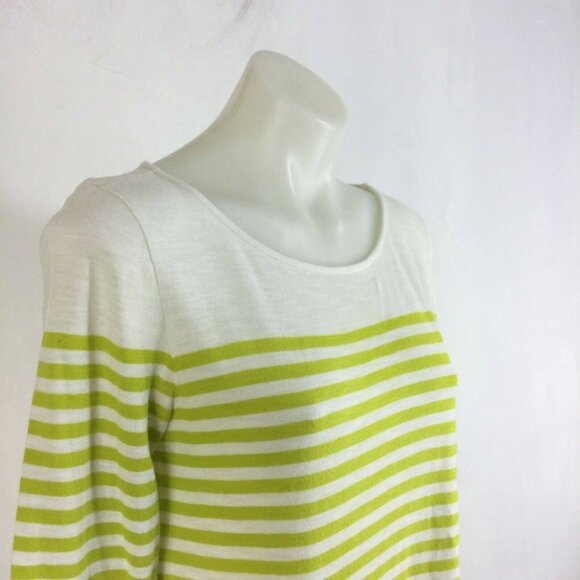 Joie Green White Striped Cotton Long Sleeve Knit Top Womens Size Small - Picture 8 of 9